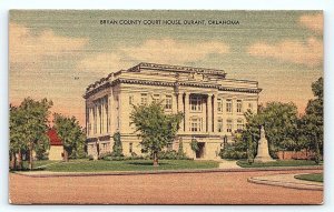 DURANT, Oklahoma OK ~ Bryan County COURT HOUSE ca 1940s Linen Postcard