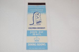 John Jay Hall Dining Rooms Columbia University 20 Strike Matchbook Cover