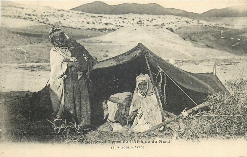 North Africa scenes & types ethnic family tent postcard