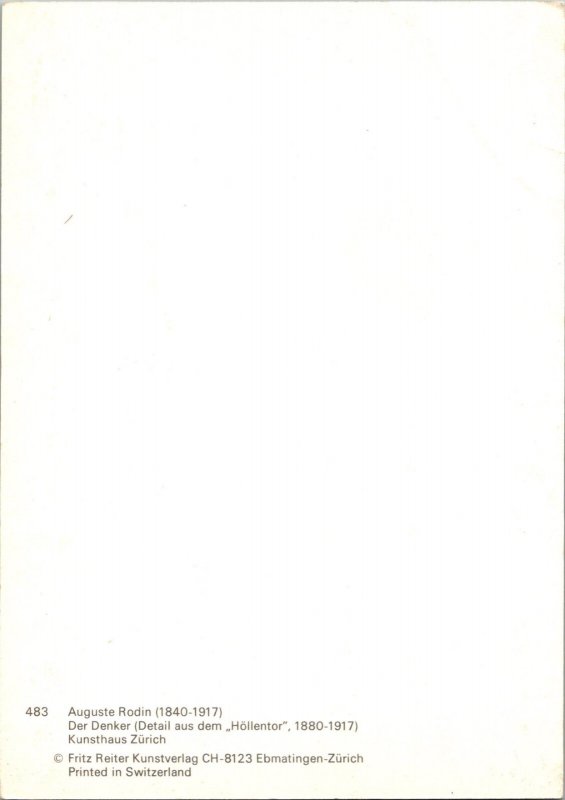 Auguste Rodin Statue Continental Postcard CB2