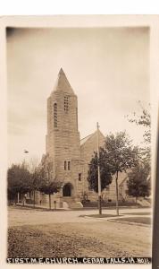 F3/ Cedar Falls Iowa Real Photo RPPC Postcard c1910 First M.E. Church 2