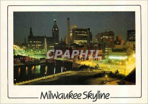 Modern Postcard A Night View Skyline Milwaukee Wisconsin