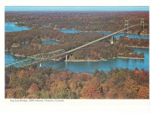 Fall Colors, Ivy Lea Bridge, Thousand Islands, Ontario, Aerial View Postcard