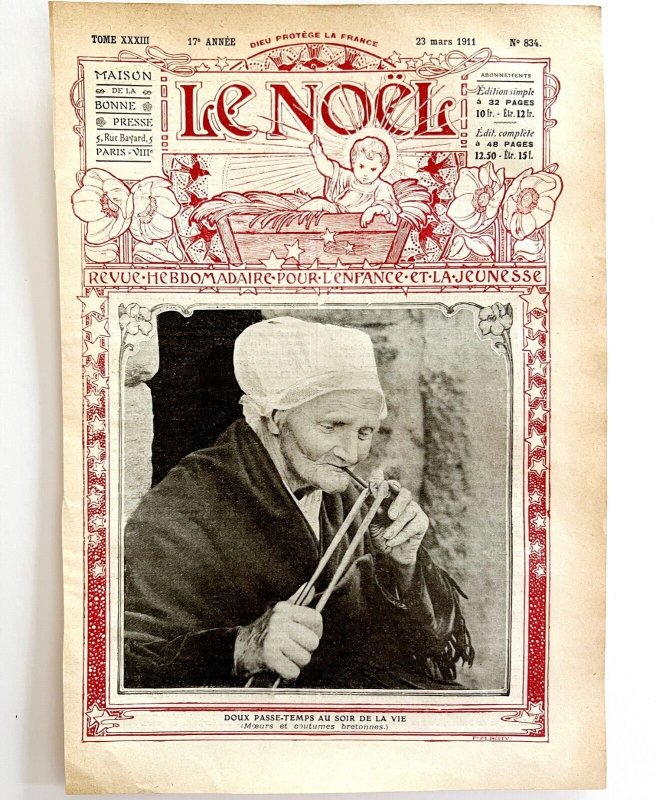 Le Noel Christmas 1911 Magazine COVER #834 French Art Crafts Ephemera DWT13C