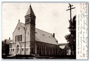 1907 St. Patrick's Church Cedar Rapids Iowa IA Antique Posted Postcard 