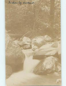 Faded Pre-1907 rppc nature SMALL RAPIDS WATERFALL AMONG THE BIG ROCKS HM0437