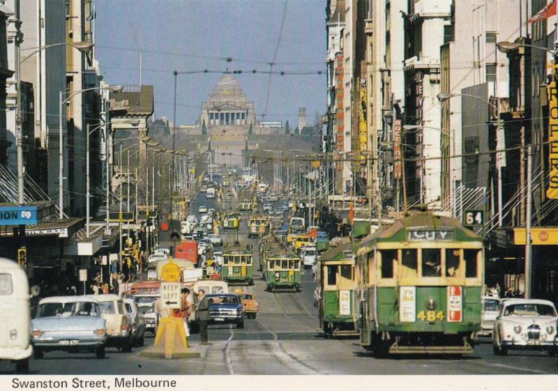 Swanston Street Melbourne Australia 1970s Postcard