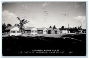 1961 Woodside Motor Court Route 201 Lakewood Maine ME RPPC Photo Postcard