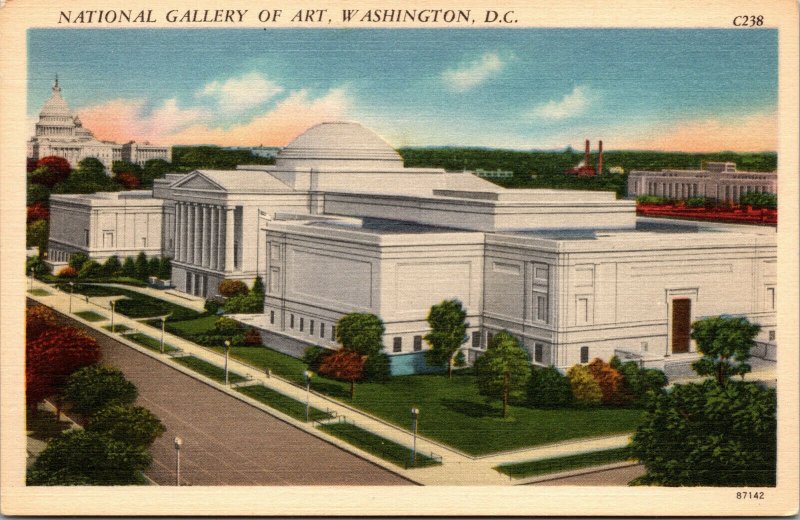 Vtg 1930s National Gallery of Art Washington DC Unused Linen Postcard