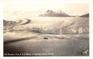 H59/ Columbia Glacier Alaska RPPC Postcard c30s S.S. Alaska Steamer 2