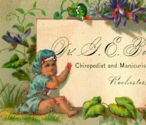 1880's Dr. G.E Buell Chiropodist & Manicurist Adorable Baby Flowers P156