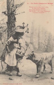 Little Red Riding Hood French Taxidermy Dead Bear Old Postcard