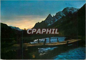 Postcard Modern Courmayeur sunset in the valley ferret m 1580