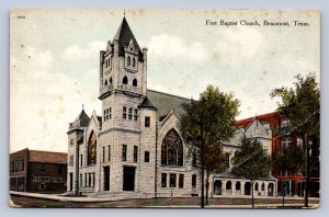 J92/ Beaumont Texas Postcard c1910 First Baptist Church Building 492
