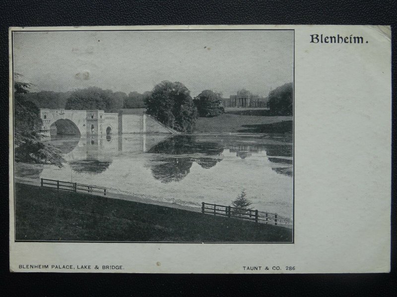 Oxfordshire BLENHEIM PALACE Lake & Bridge c1905 Postcard by Taunt & Co. 286