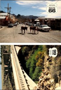 2~4X6 Postcards ROUTE 66~AZ Arizona OATMAN~Street Scene/Burros & TWO GUNS~Bridge