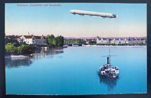 Mint Germany Picture Postcard Aviation Zeppelin Over Konstanz Inselhotel