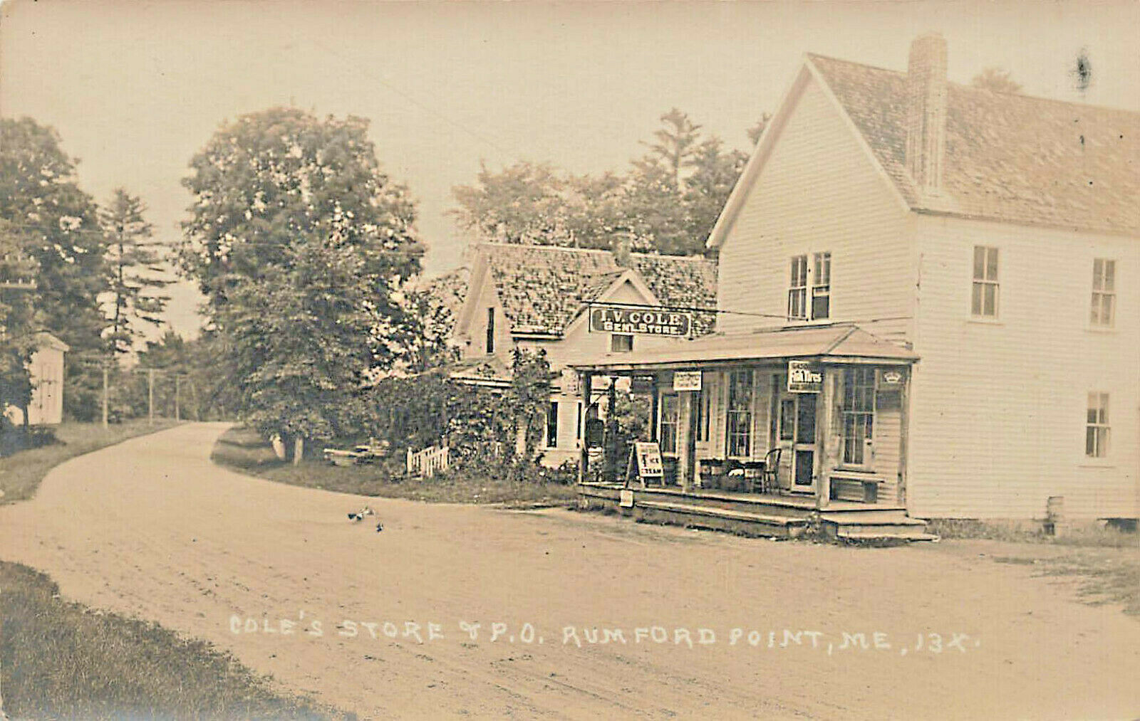 Rumford Point ME Cole's Store & Post Office Ice Cream Sign Real Photo