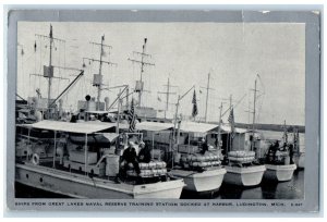 1947 Ships From Great Lakes Naval Reserve Training Station Michigan MI Postcard