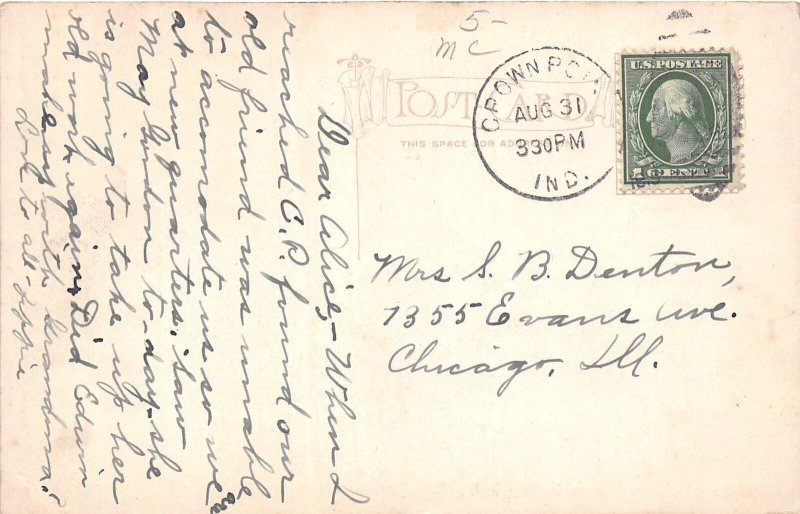 J60/ Crown Point Indiana Postcard c1910 Public Library Building  251