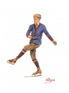 Carlo Pellegrini Man Fred Astaire Dance Skating Swiss Lithograph Postcard