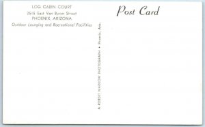RPPC  PHOENIX, Arizona AZ  Roadside LOG CABIN COURT ~ E. Van Buren  Postcard