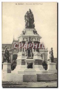 Old Postcard Belfort Monument Three Seats