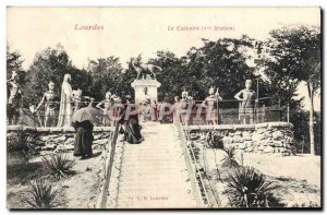 Old Postcard Lourdes Calvary