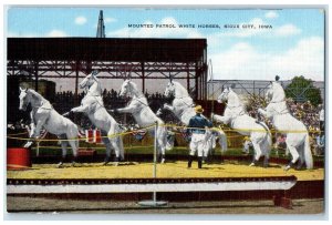 c1940 Mounted Patrol White Horses Exterior Building Sioux City Iowa IA Postcard