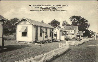 Worcester MA Shaw's De Luxe Cabins Postcard