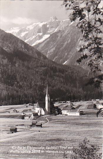 Austria Kirche in Elbigenalp Lechtal mit Wetterspitze Real Photo