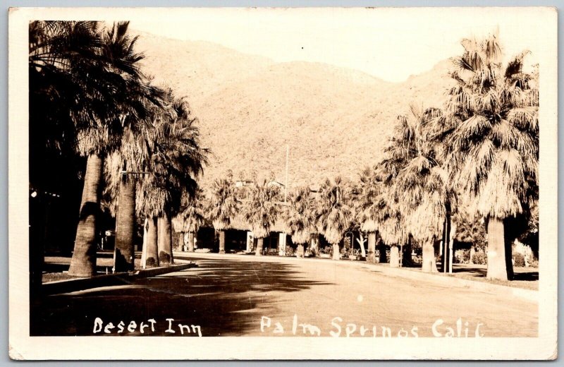 Palm Springs California 1943 RPPC Real Photo Postcard Desert Inn Entrance