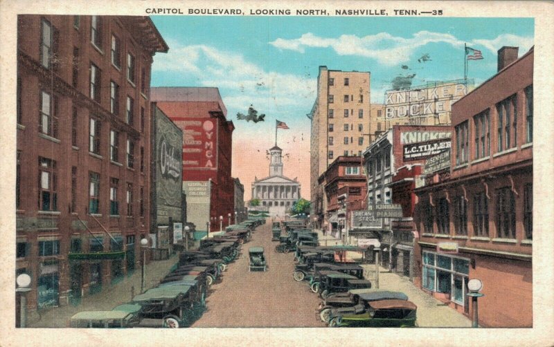 USA Capital Boulevard Looking North Nashville Tennessee Vintage Postcard 07.32