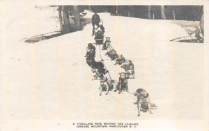 RPPC HUSKY DOG SLED RIDE GROUSE MOUNTAIN VANCOUVER BC CANADA REAL PHOTO POSTCARD