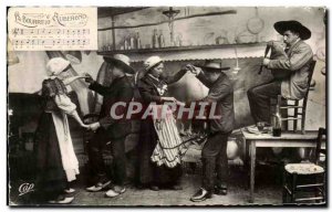 Old Postcard The Type D Auvergne Bourree Folklore Costume Caps