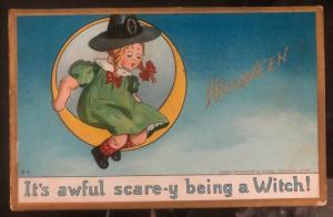 1912 Washington DC Usa Picture Postcard Cover Halloween Its Awful Being Witch