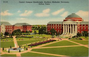 Vtg 1940s Southern Methodist University Campus Quadrangle Dallas TX Postcard