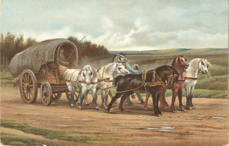 Rosa Bonheur.Wagon and Team of Horses Fine painting Stengel PC # 29191