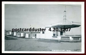 h3344- CHICOUTIMI Quebec 1940s Cabins Cigarettes Advertising Real Photo Postcard