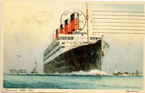 Cunard White Star Line - RMS Aquitania      (postmark on face)