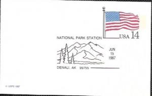 US UX117 Unused. US Flag,  Nat. Park Station - Denali, Alaska