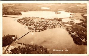 RPPC, Aerial View of Minocqua WI Vintage Postcard V54