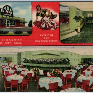 1950 Oklahoma City, Okla. El Fenix Restaurant Advertising Linen PC OK Teich A207