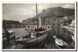 Old Postcard The Monaco Harbor and Head Dog Boat