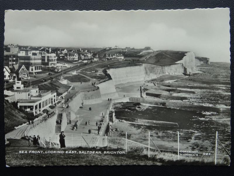 East Sussex Brighton SALTDEAN Sea Front looking East c1960's RP Postcard