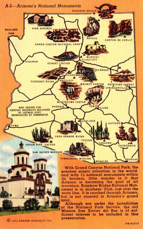 Arizona Map Of National Monuments Curteich