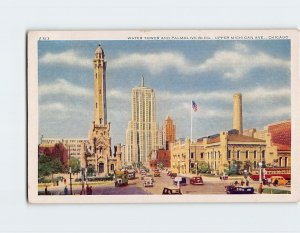 Postcard Water Tower And Palmolive Bldg., Chicago, Illinois
