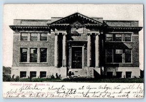 Aurora Illinois IL Postcard Carnegie Library Exterior Scenery 1907 Antique