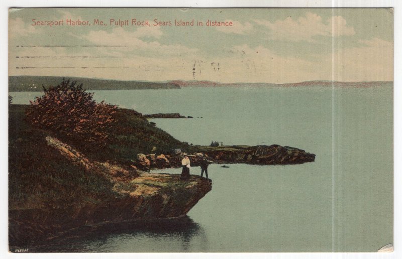 Searsport Harbor, Me, Pulpit Rock, Sears Island in Distance