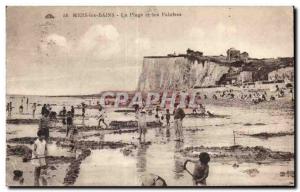 Old Postcard Mers Les Bains Beach and Cliffs